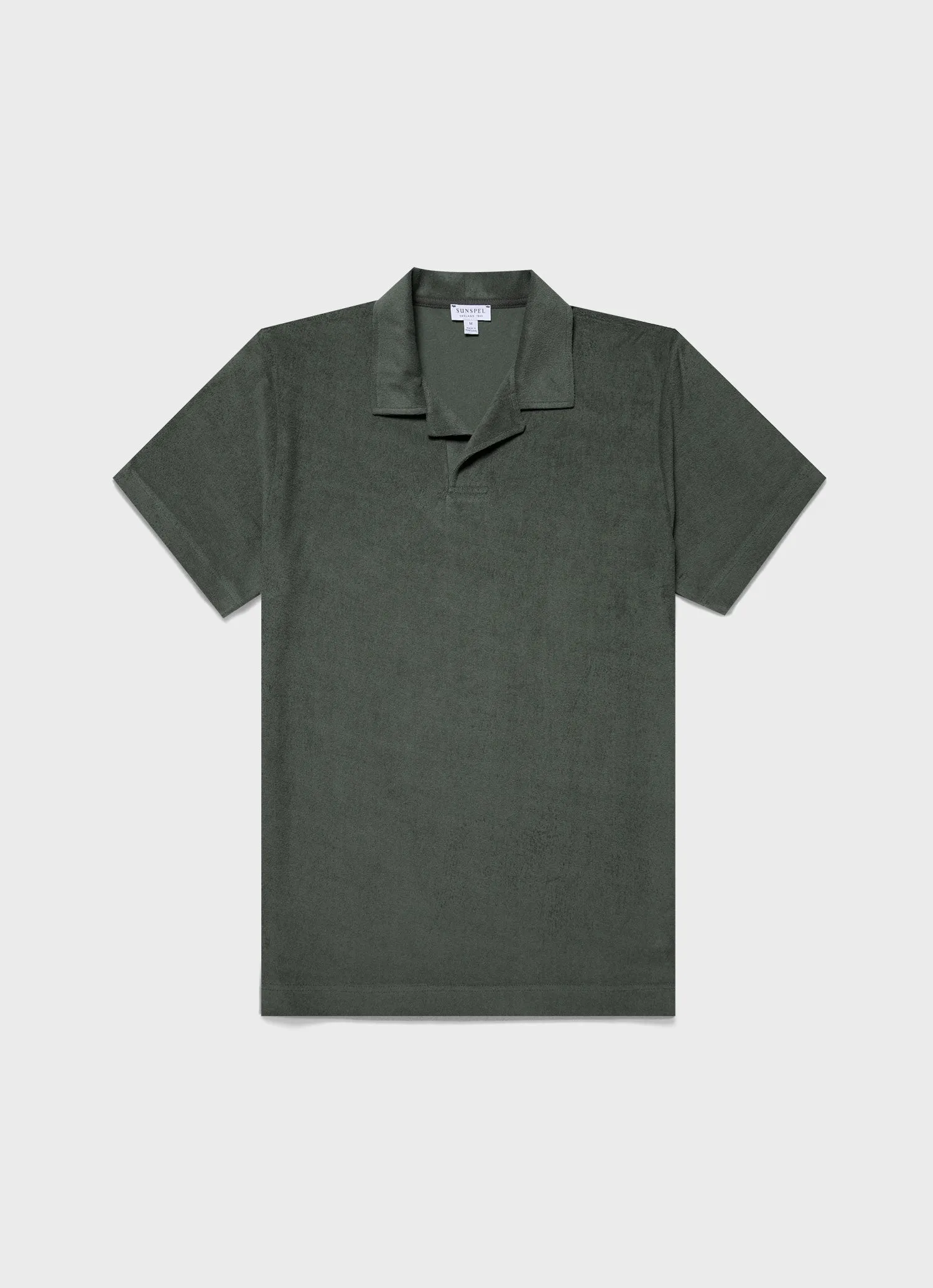 Men's Towelling Polo Shirt in Dusk Green Sunspel