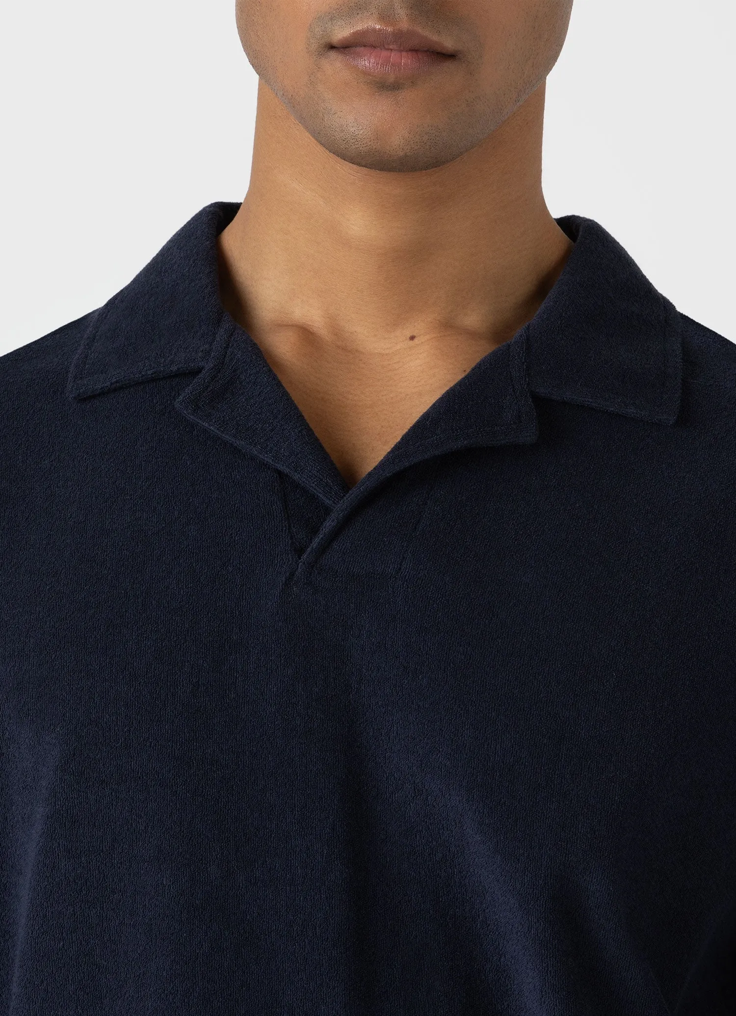 Men's Towelling Polo Shirt in Navy Sunspel
