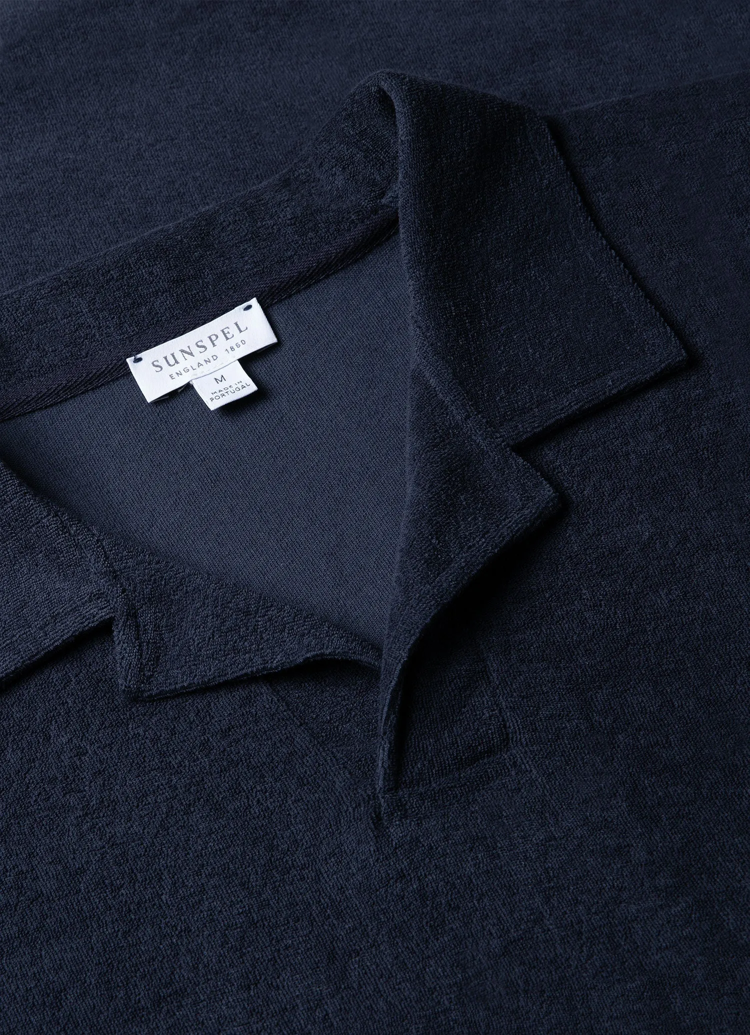 Men's Towelling Polo Shirt in Navy Sunspel
