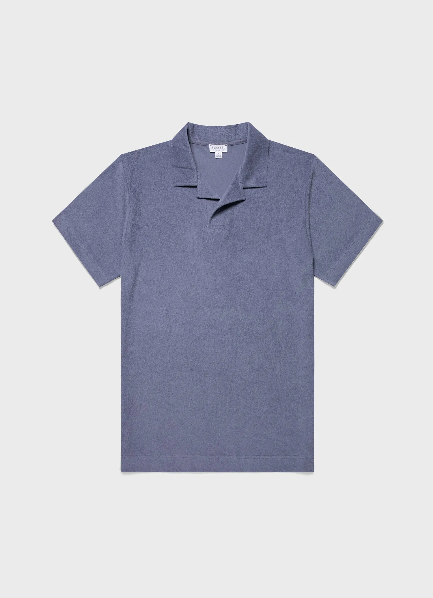 Men's Towelling Polo Shirt in Vintage Blue Sunspel
