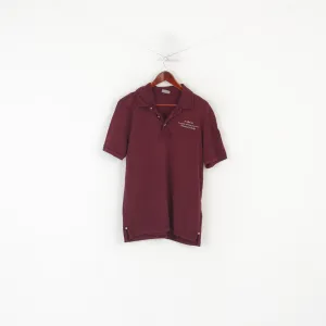 Napapijri Men L Polo Shirt Burgundy Cotton Detailed Buttons Classic Uniform Top