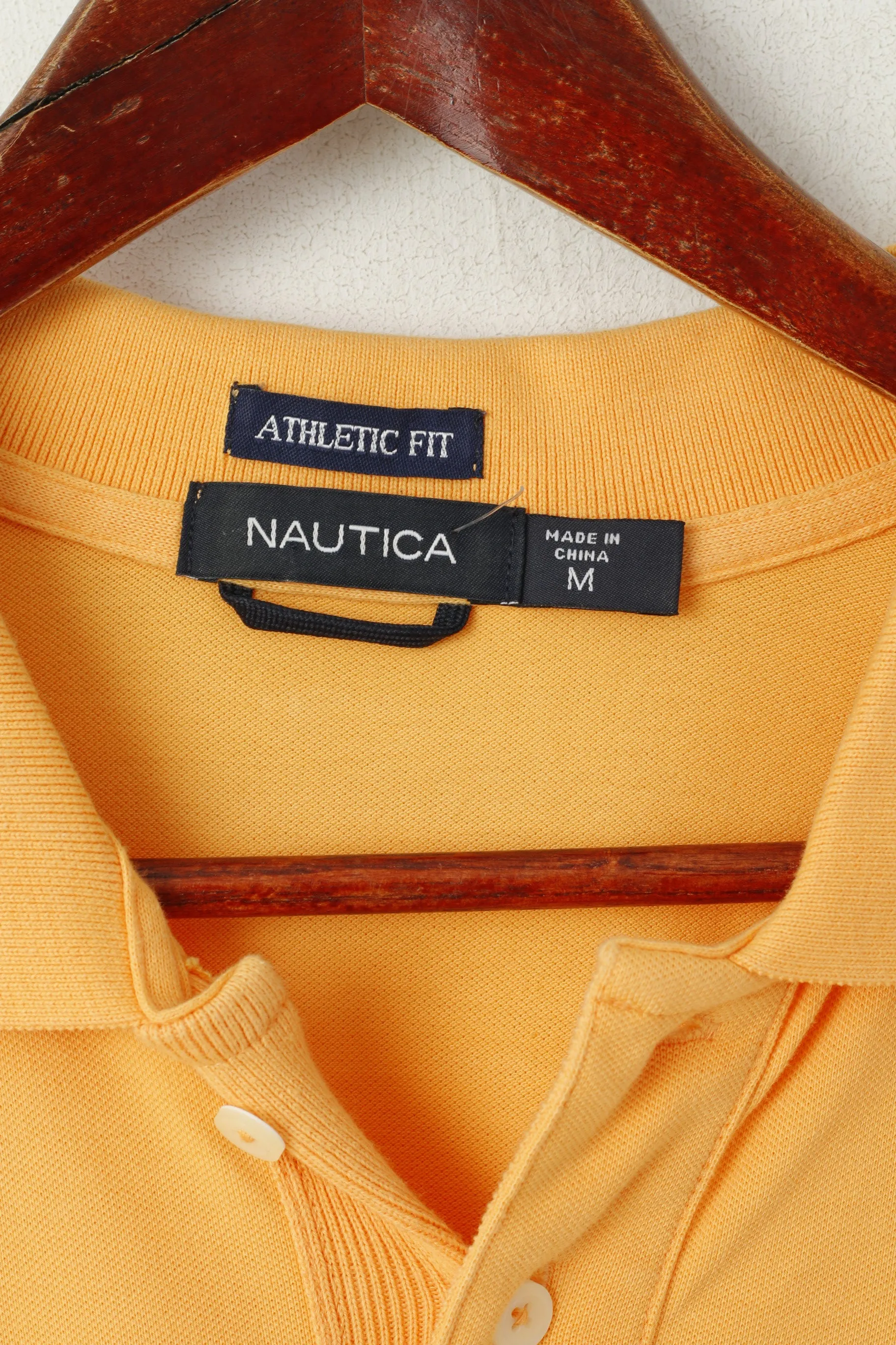 Nautica Men M Polo Shirt Orange Cotton Athletic Fit Short Sleeve Sport Top