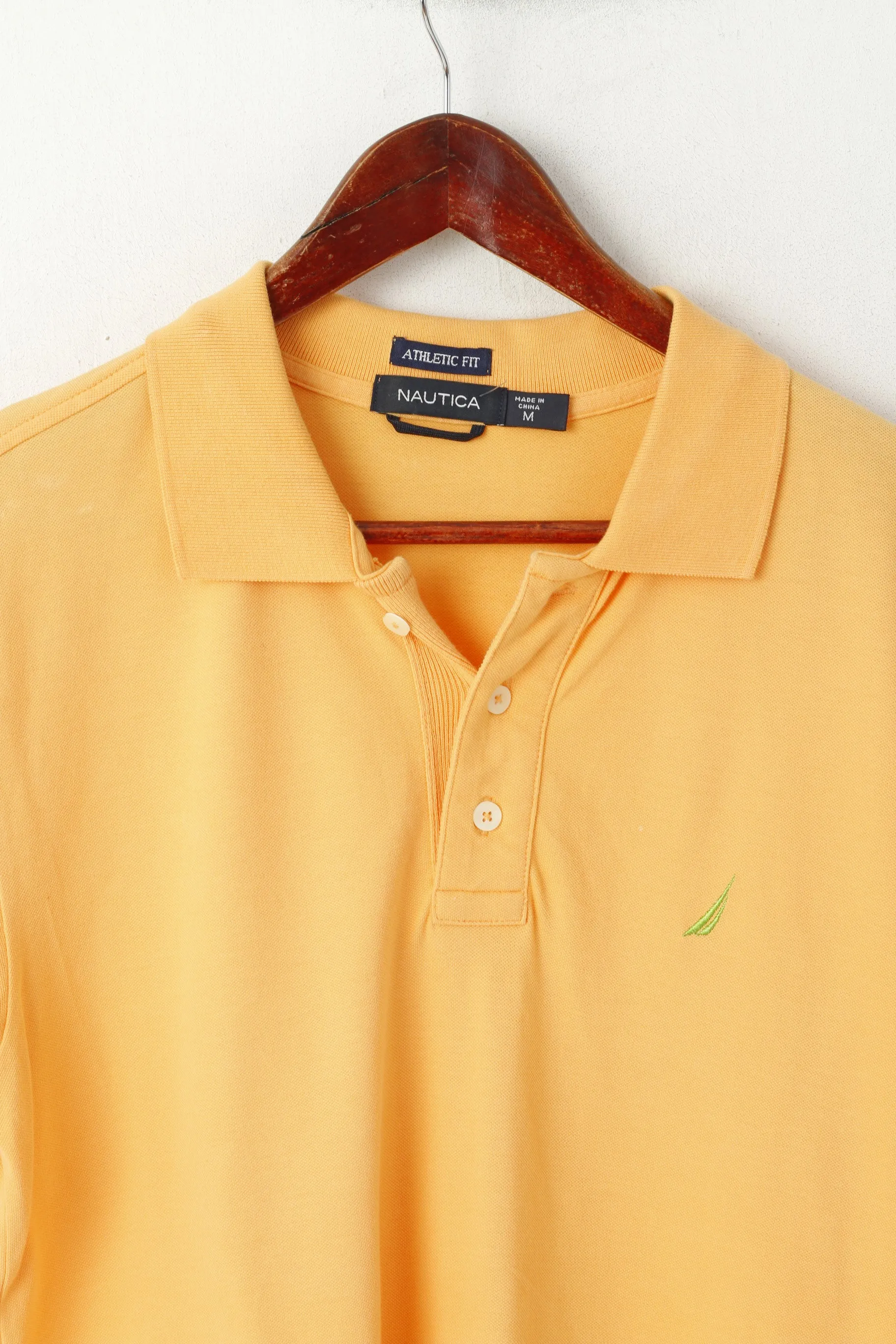 Nautica Men M Polo Shirt Orange Cotton Athletic Fit Short Sleeve Sport Top