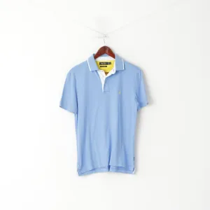 Nautica Men S Polo Shirt Blue Cotton Detailed Buttons Stretch Plain Fit Top