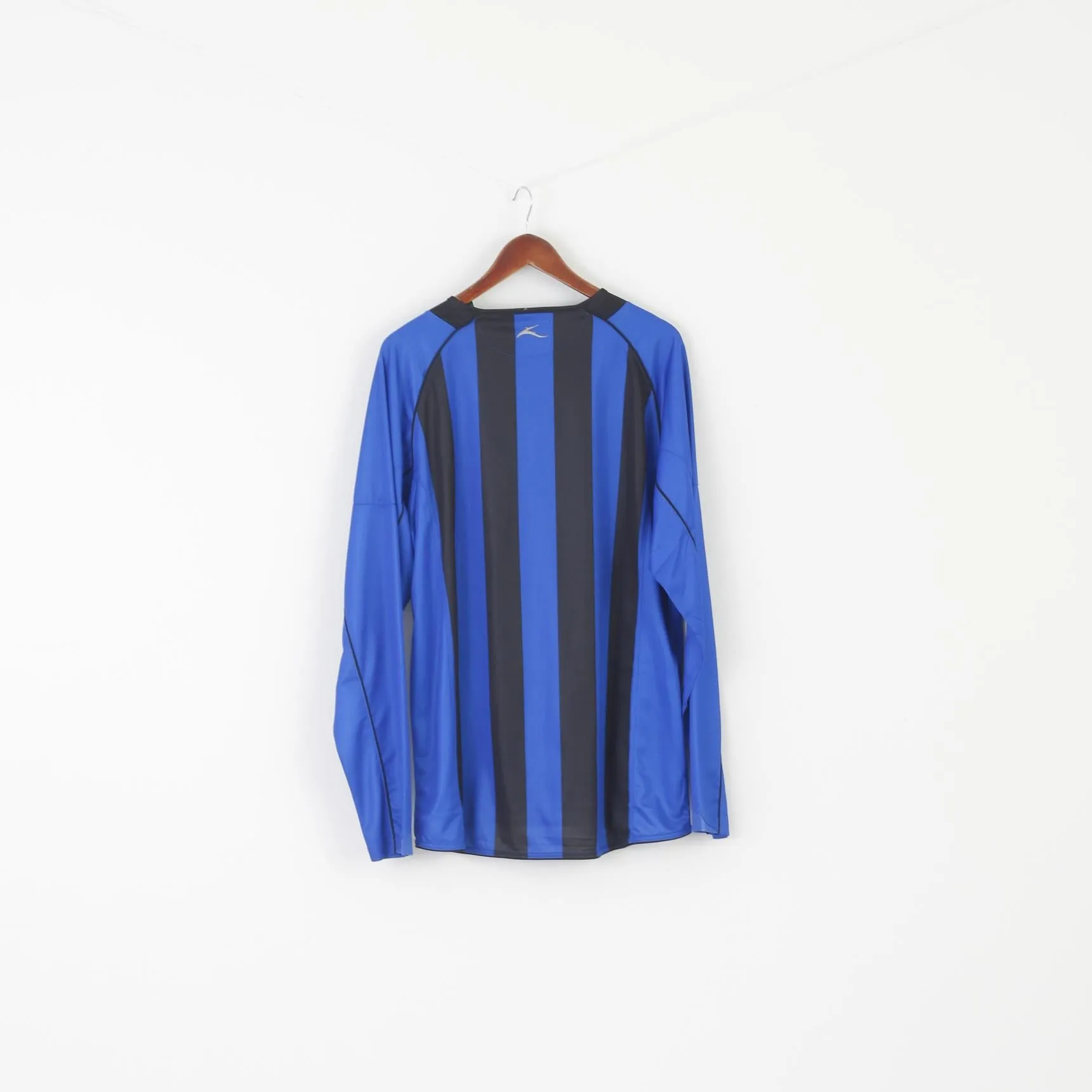 New Bukta Men XL Long Sleeved Shirt Blue Striped Sportswear Football Jersey Top