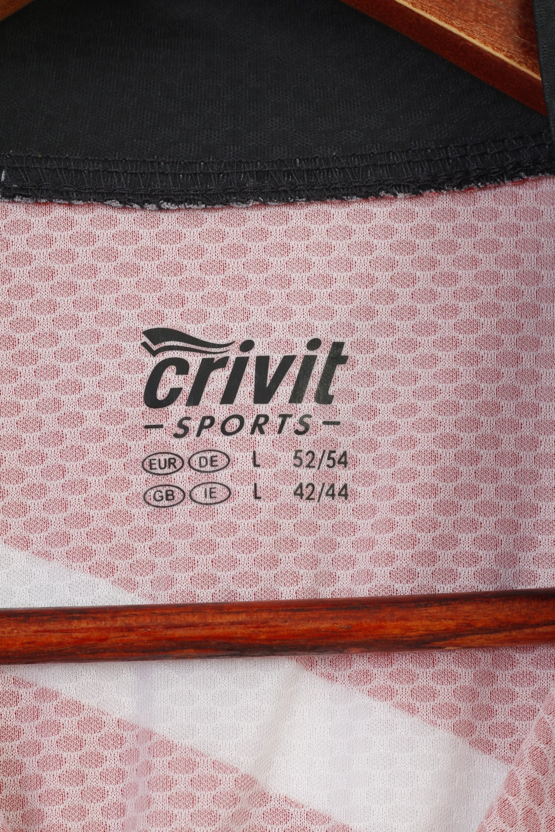New Crivit Sports Men L 52/54 Cycling Shirt Zip Neck Red White Bike  Jersey Pockets Top