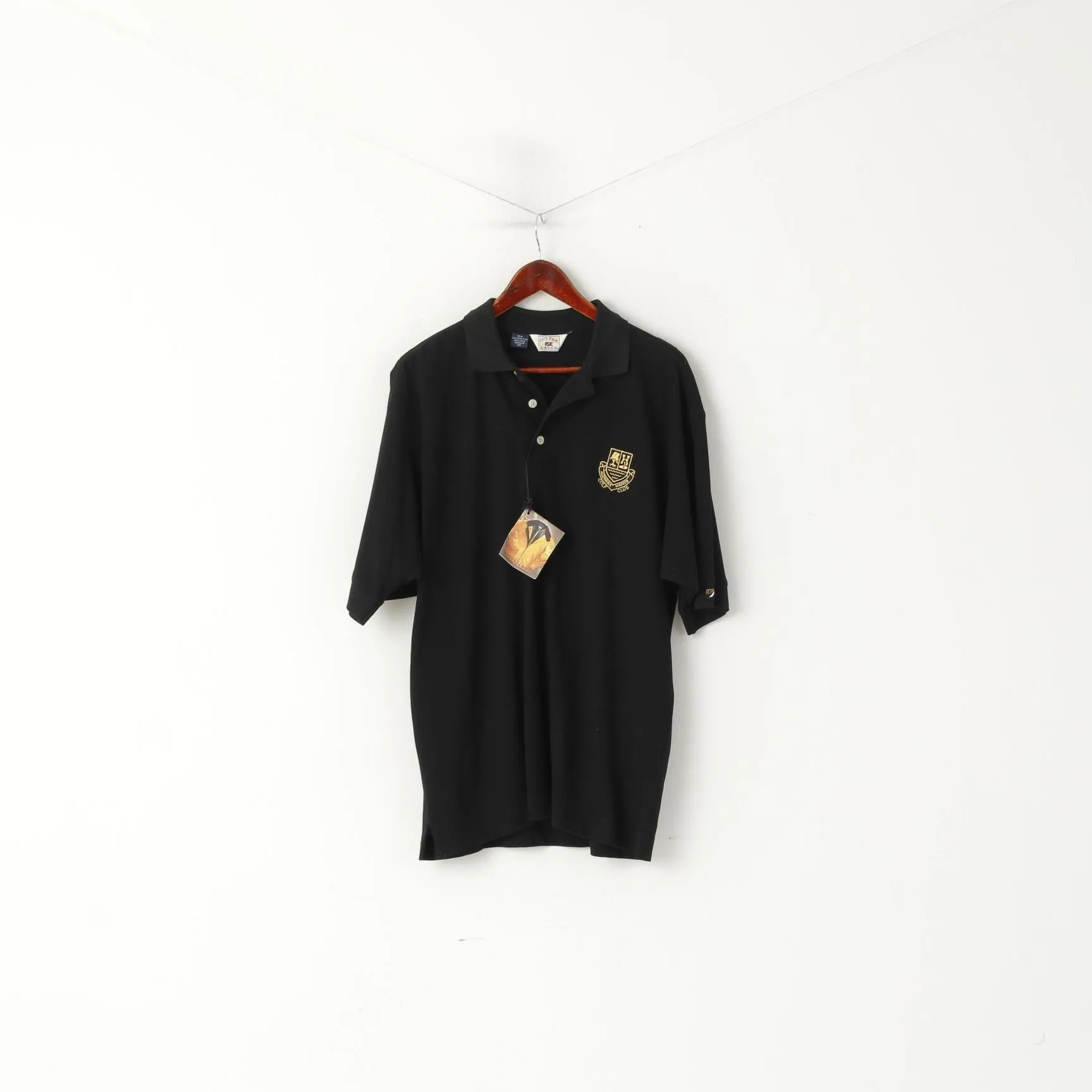 New Cutter & Buck Men M (L) Polo Shirt Black Cotton Aldwark Manor Golf Club Top