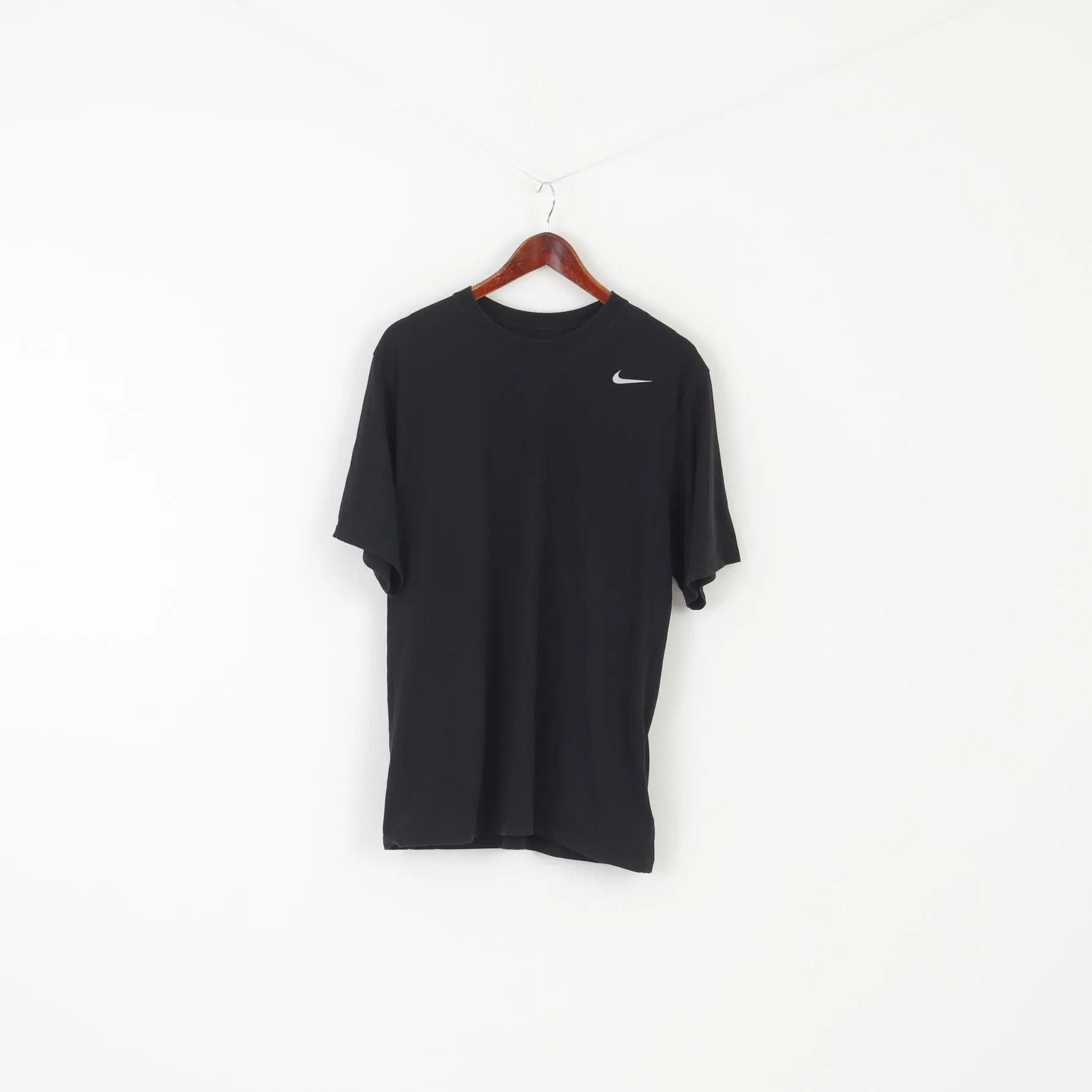 Nike Men L Shirt Blaco Cotton Blend Sportswear Vintage Crew Neck Classic Top
