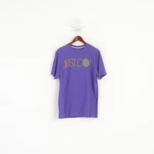 Nike Men L Shirt Purple Cotton Graphic Just Do It Standard Fit Sport Top