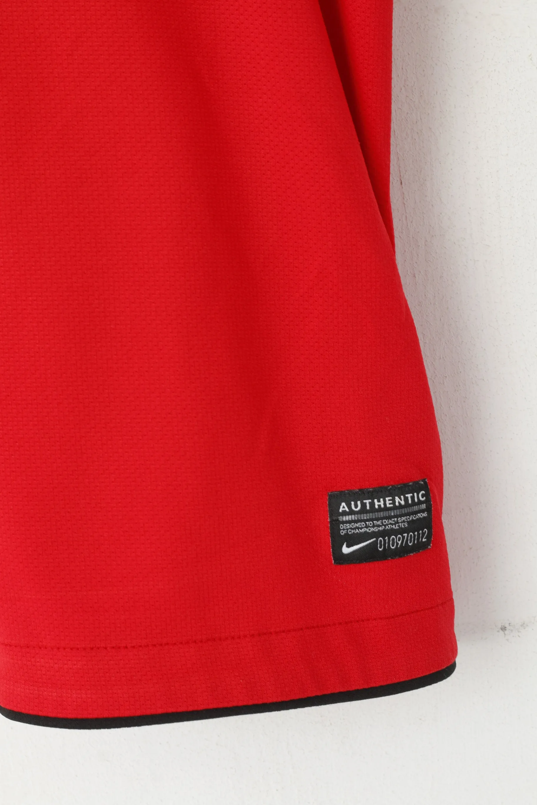 Nike Men L Shirt Red Manchester United Football Club MUFC Jersey Sport Top