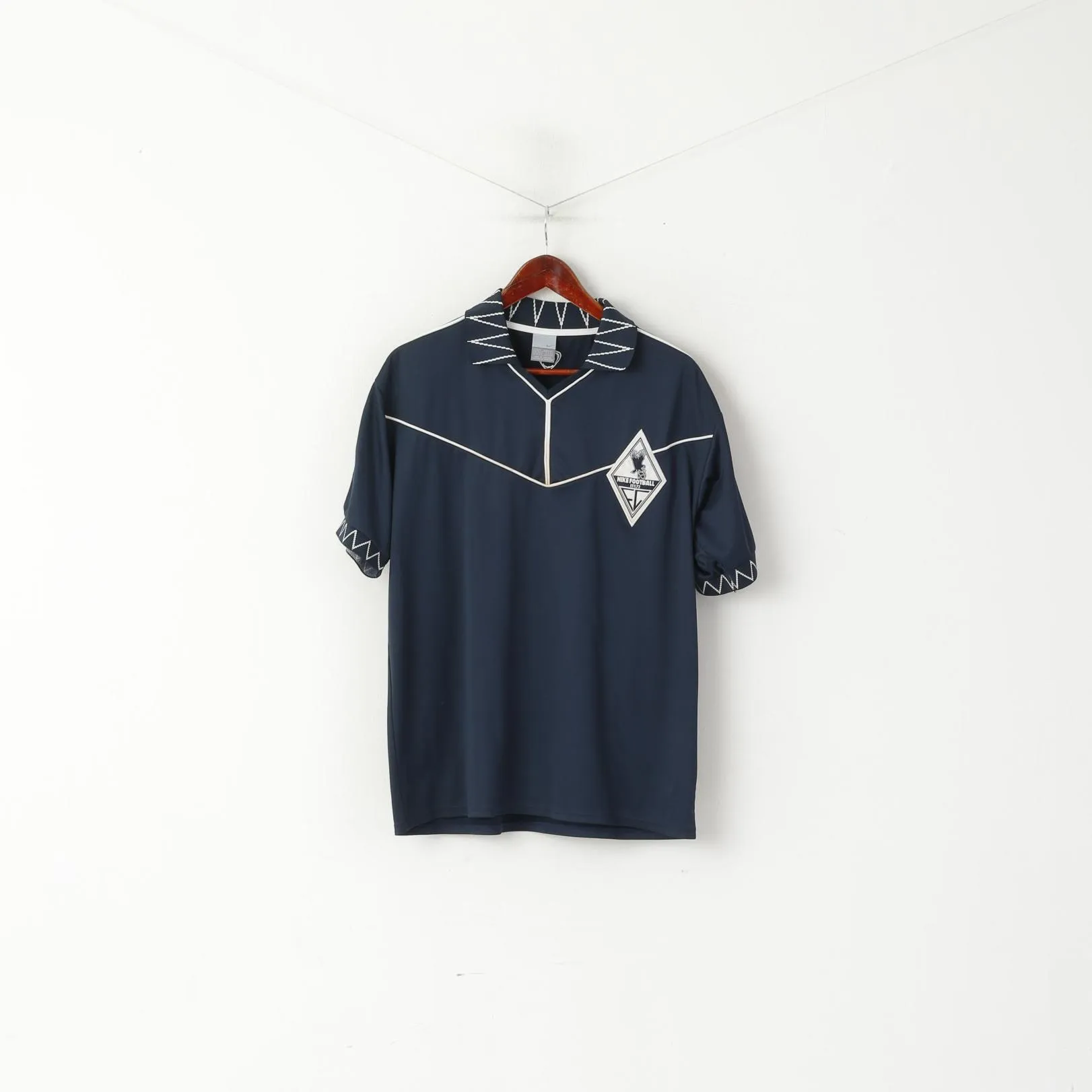 Nike Men XL 188 Polo Shirt Navy Football Est 72 Retro Jersey Sportswear Soccer Top