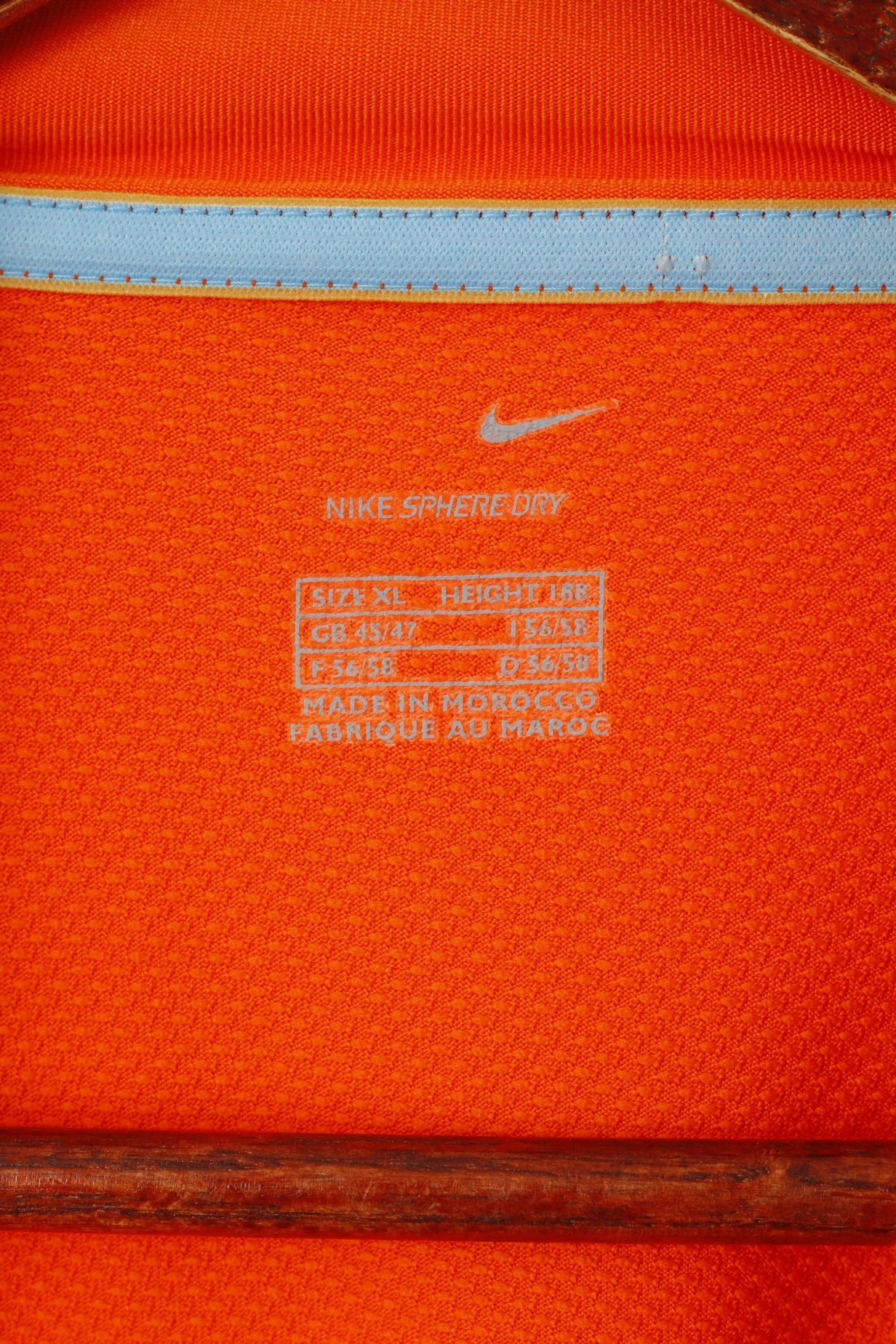Nike Men XL Polo Shirt Neon Orange KNVB Koninklijke Nederland #10 VD VAART Top
