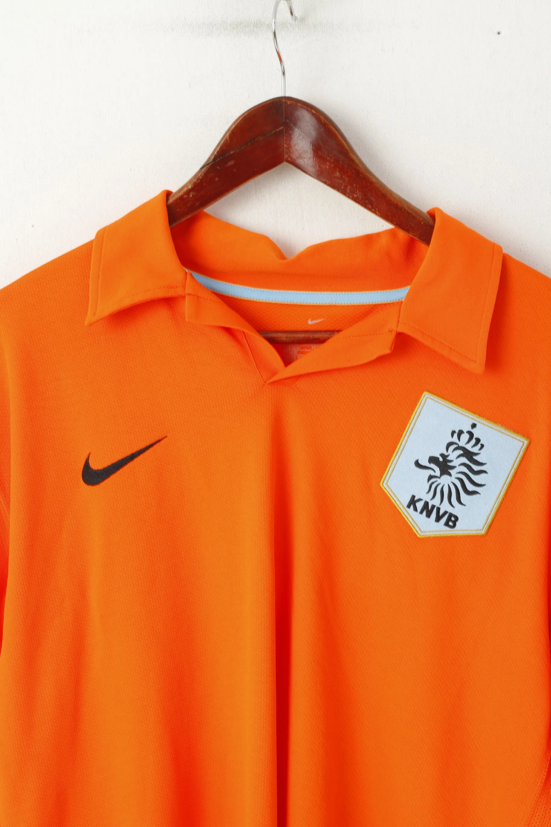 Nike Men XL Polo Shirt Neon Orange KNVB Koninklijke Nederland #10 VD VAART Top