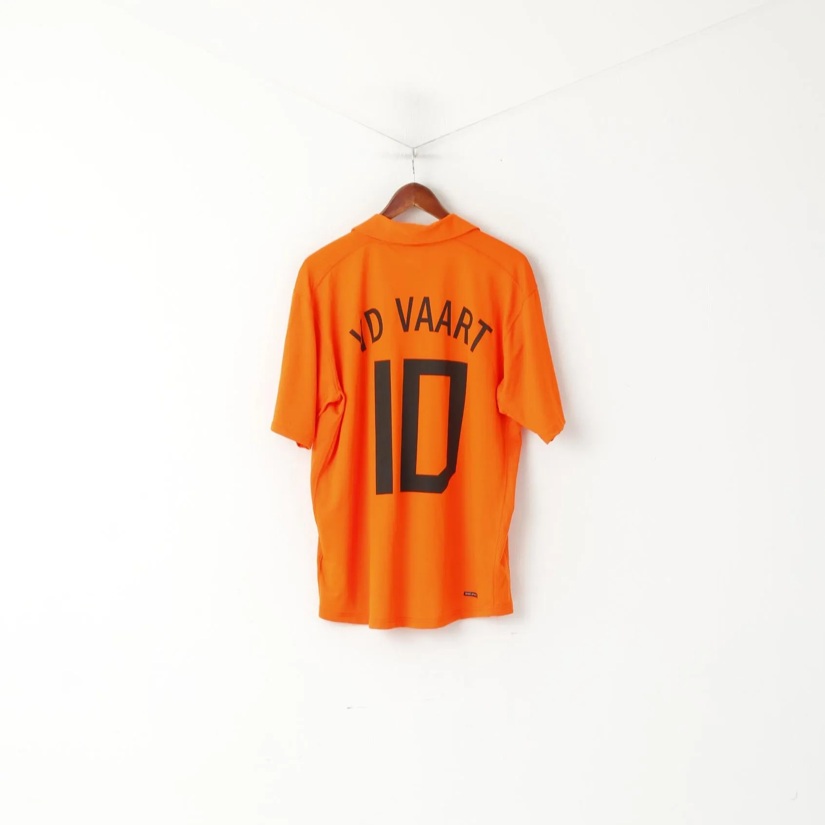 Nike Men XL Polo Shirt Neon Orange KNVB Koninklijke Nederland #10 VD VAART Top