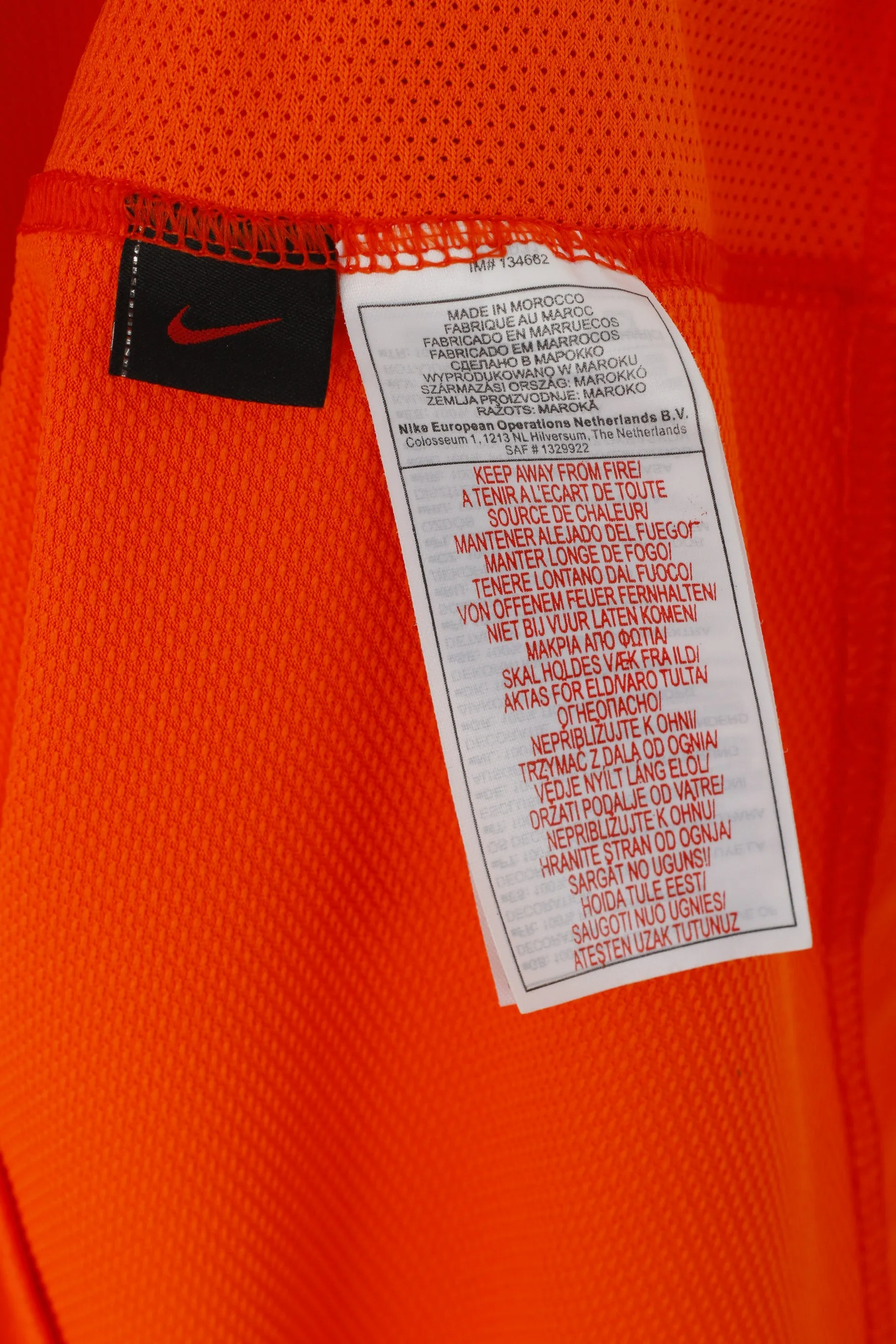Nike Men XL Polo Shirt Neon Orange KNVB Koninklijke Nederland #10 VD VAART Top