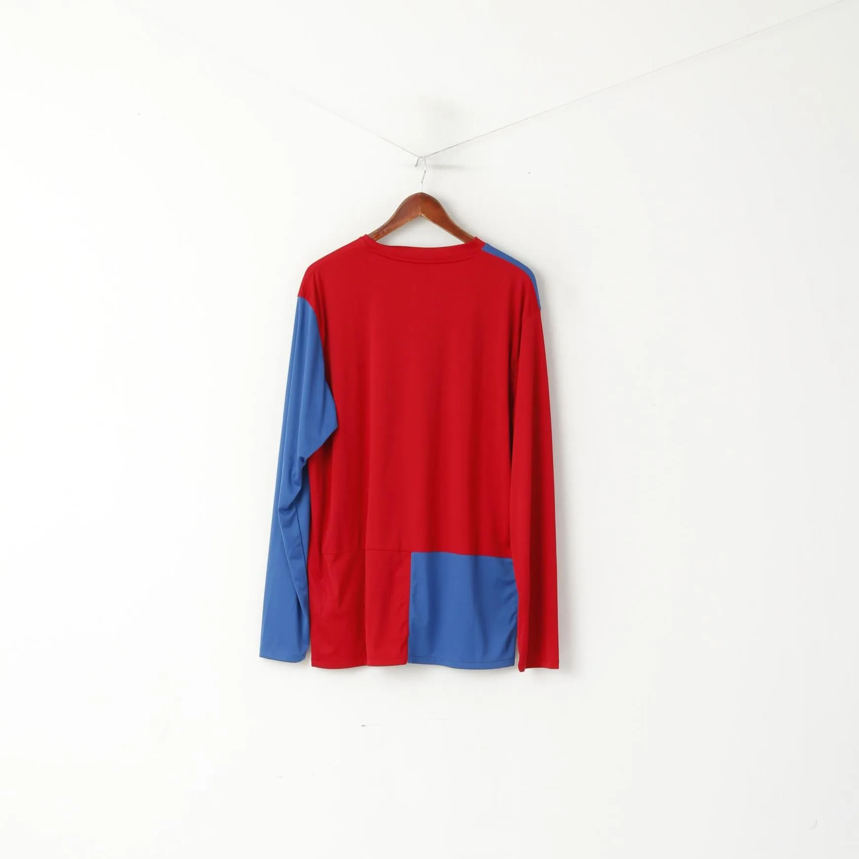 Nike Men XL Shirt Red Blue Vintage Dri-Fit Sportswear Football Long Sleeve Top