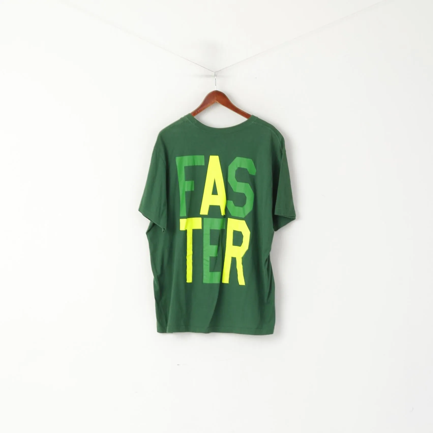 Nike Men XXL T- Shirt Green Cotton Athletic Dept Standard Fit Go Faster Top