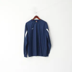 Nike Team Men XL 188 Long Sleeved Shirt Navy SHiny Vintage Football Sport Top
