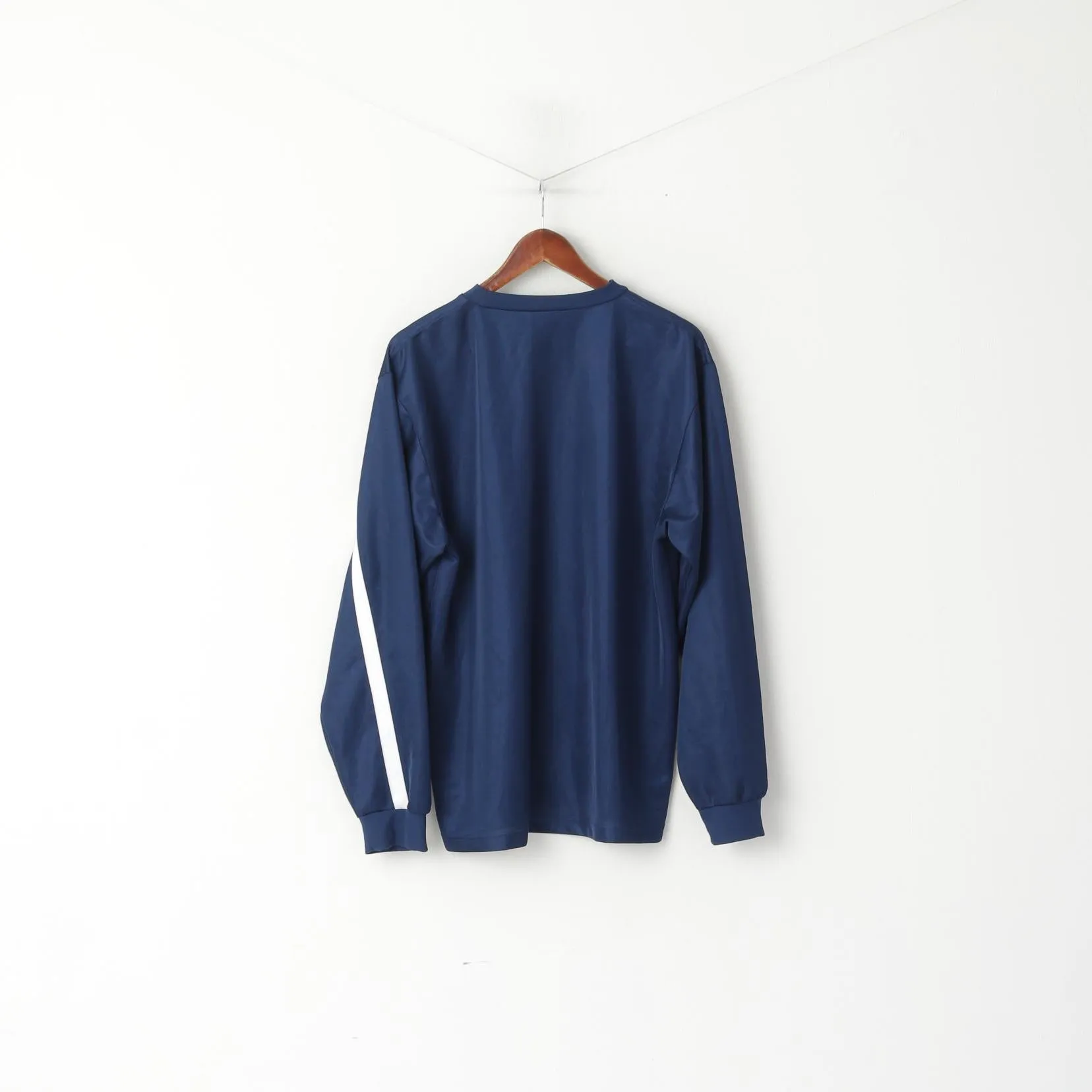 Nike Team Men XL 188 Long Sleeved Shirt Navy SHiny Vintage Football Sport Top
