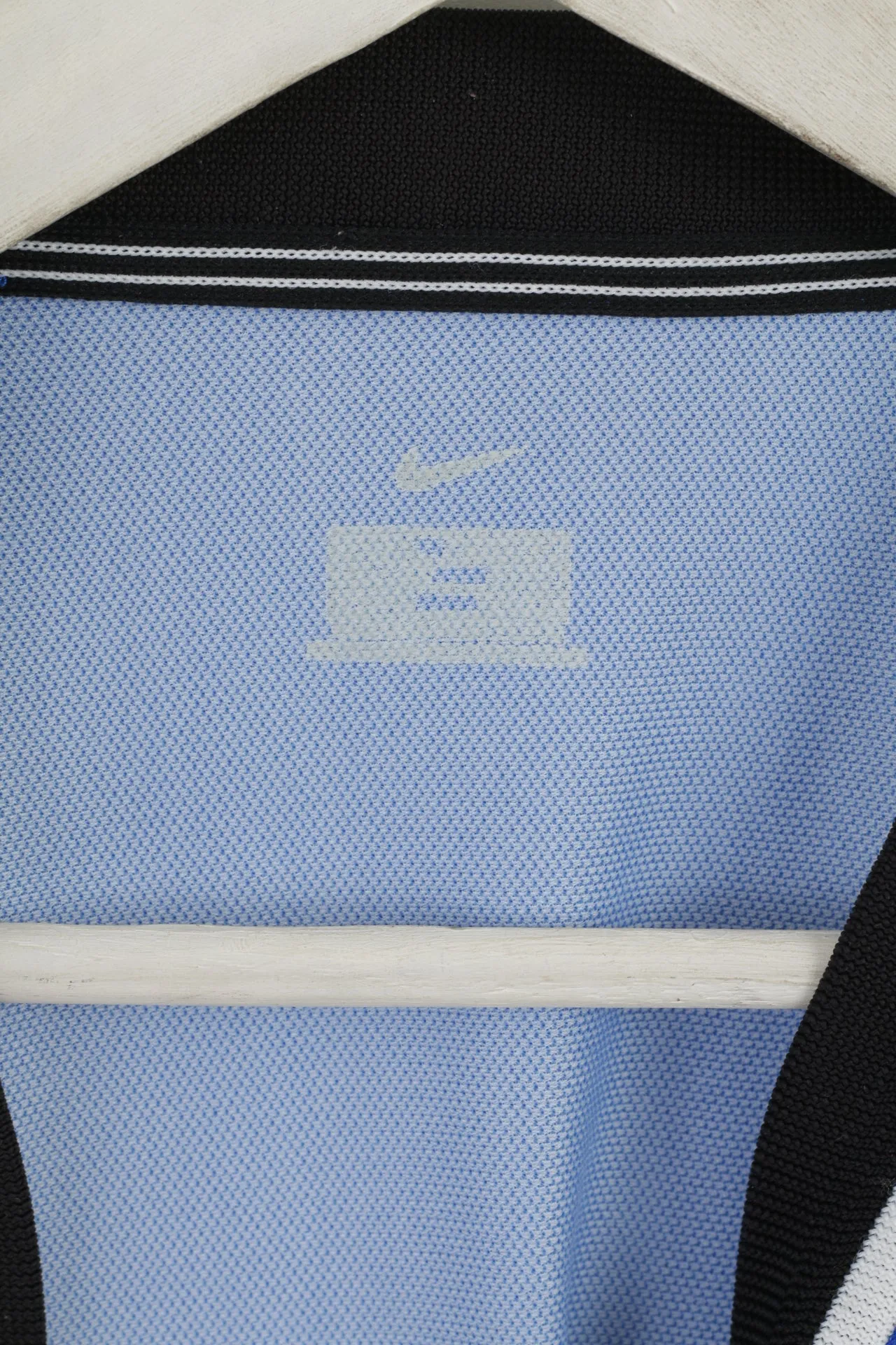 Nike Team Men XL Long Sleeved Shirt Blue White Striped Football Jersey Sport Top