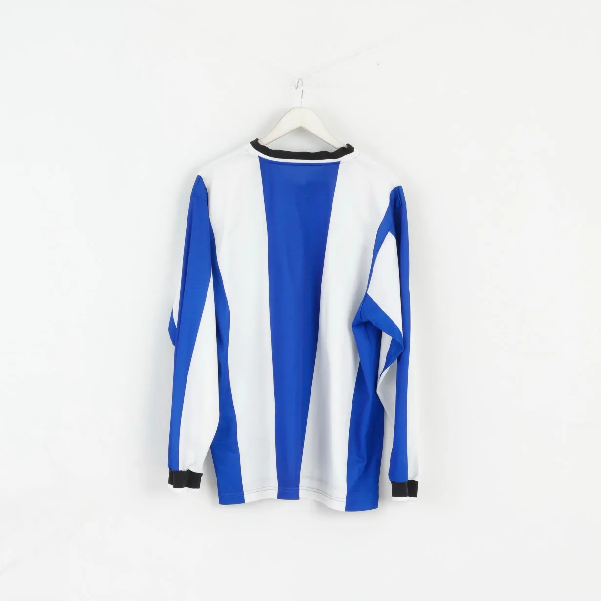 Nike Team Men XL Long Sleeved Shirt Blue White Striped Football Jersey Sport Top