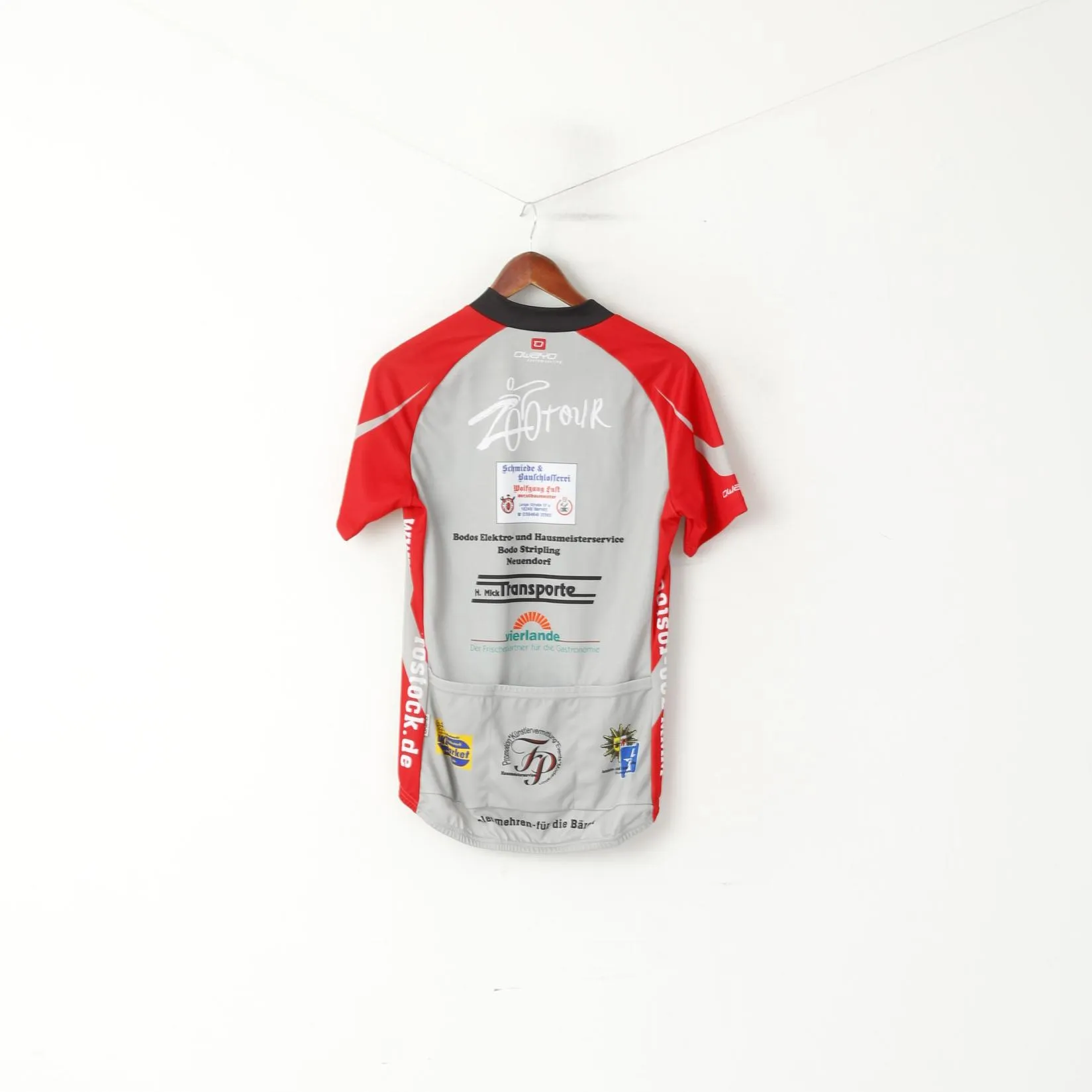 Owayo Men L Cycling Shirt Grey Zip Neck Germany Sportswear Bike Jersey Top