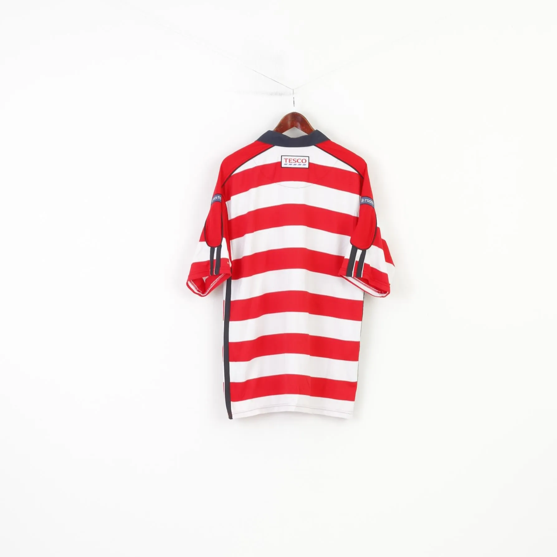Patrick Wigan Warriors Men XXL Polo Shirt Red Striped Rugby Jersey Collar Sport Vintage Top
