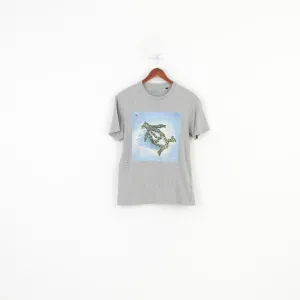 Penguin Men M S T- Shirt Grey Cotton Graphic Penguin Island Crew Neck Top