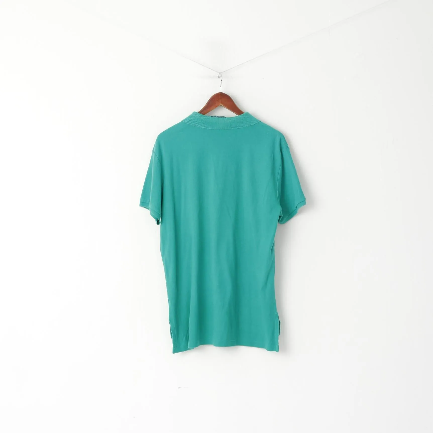 Polo By Ralph Lauren Men L Polo Shirt Green Cotton Custom Fit Short Sleeve Top