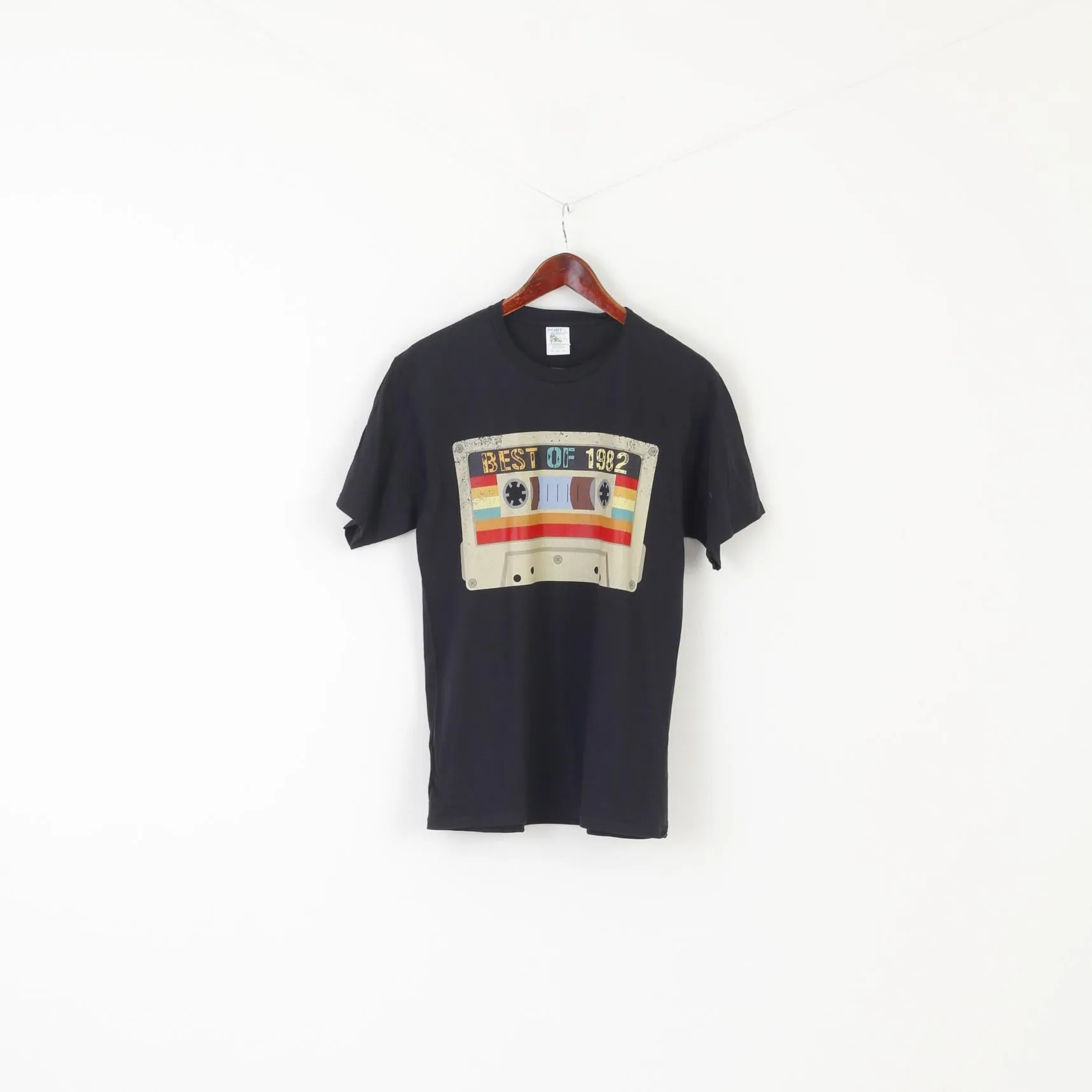 Port & Company Men M Shirt Black Cotton Graphic Best of 1982 Crew Neck Top