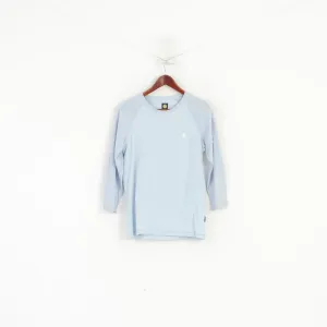 Pretty Green Men S (XS) Shirt Blue Cotton 2/3 Sleeve Slim Fit Classic Top