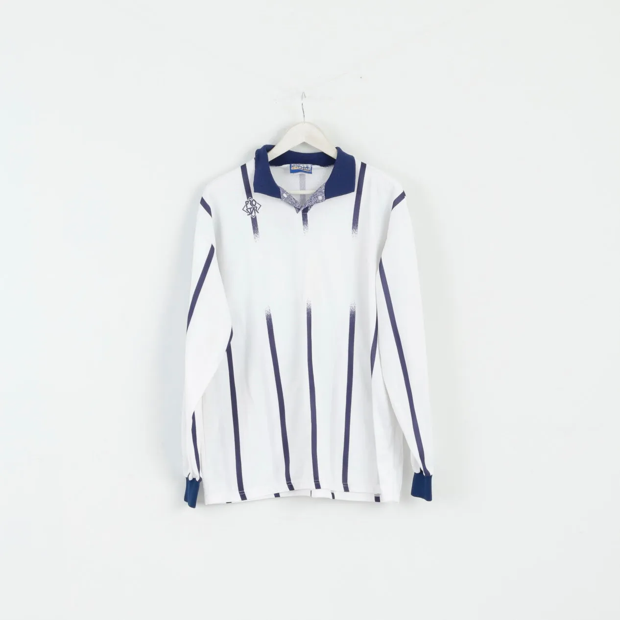 PROSTAR Team Spirit Men XL Polo Shirt White Football Long Sleeve Retro Top