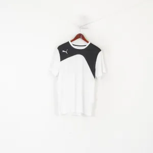 Puma Men L Shirt White Shiny Dry Cell Football Jersey Back Mesh Sportswear Top