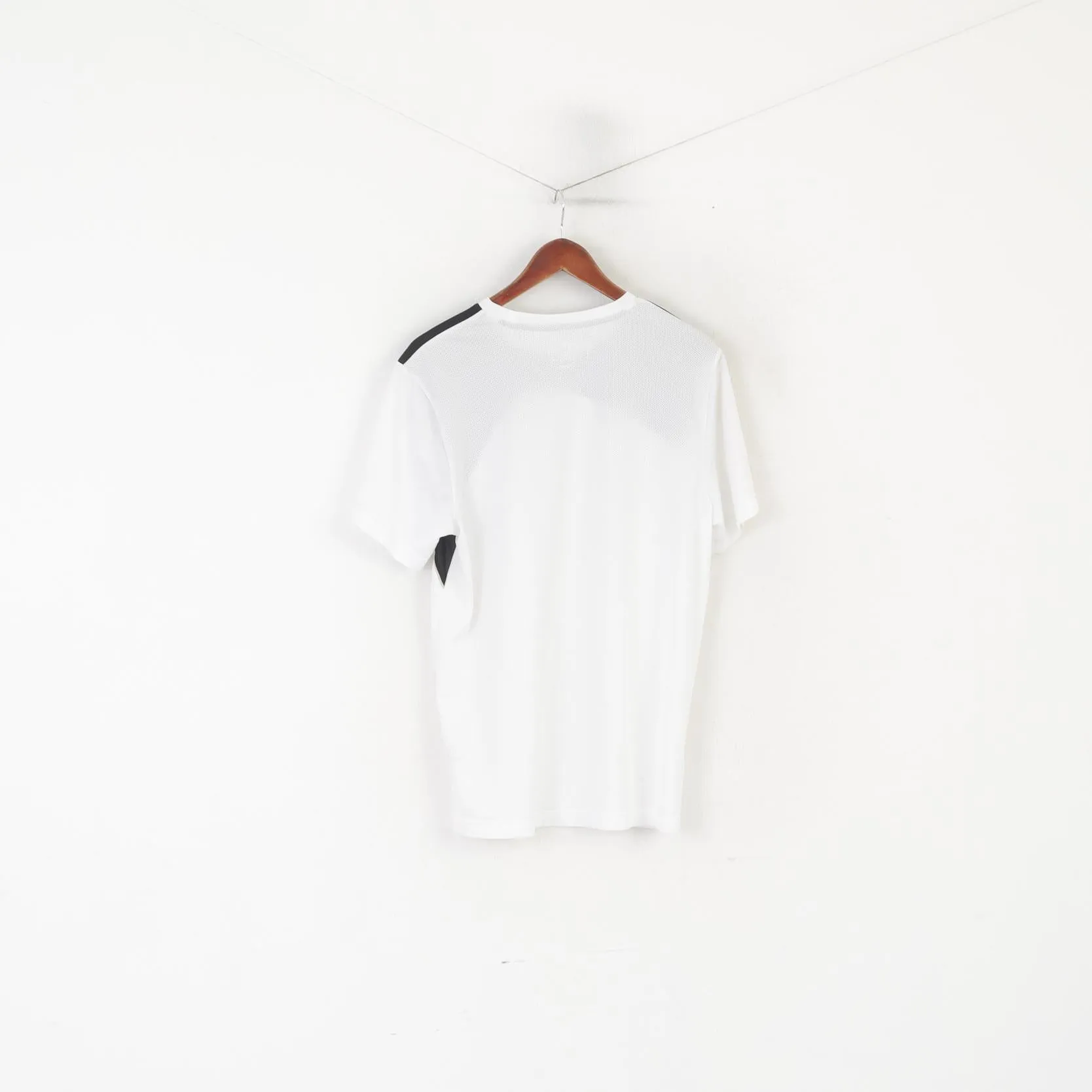 Puma Men L Shirt White Shiny Dry Cell Football Jersey Back Mesh Sportswear Top