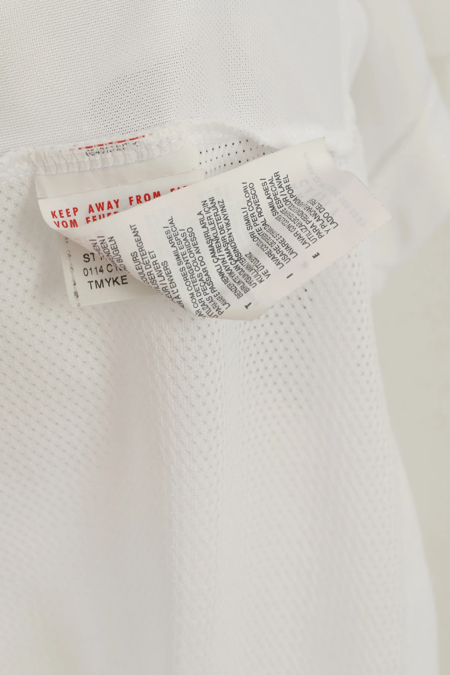 Puma Men L Shirt White Shiny Dry Cell Football Jersey Back Mesh Sportswear Top