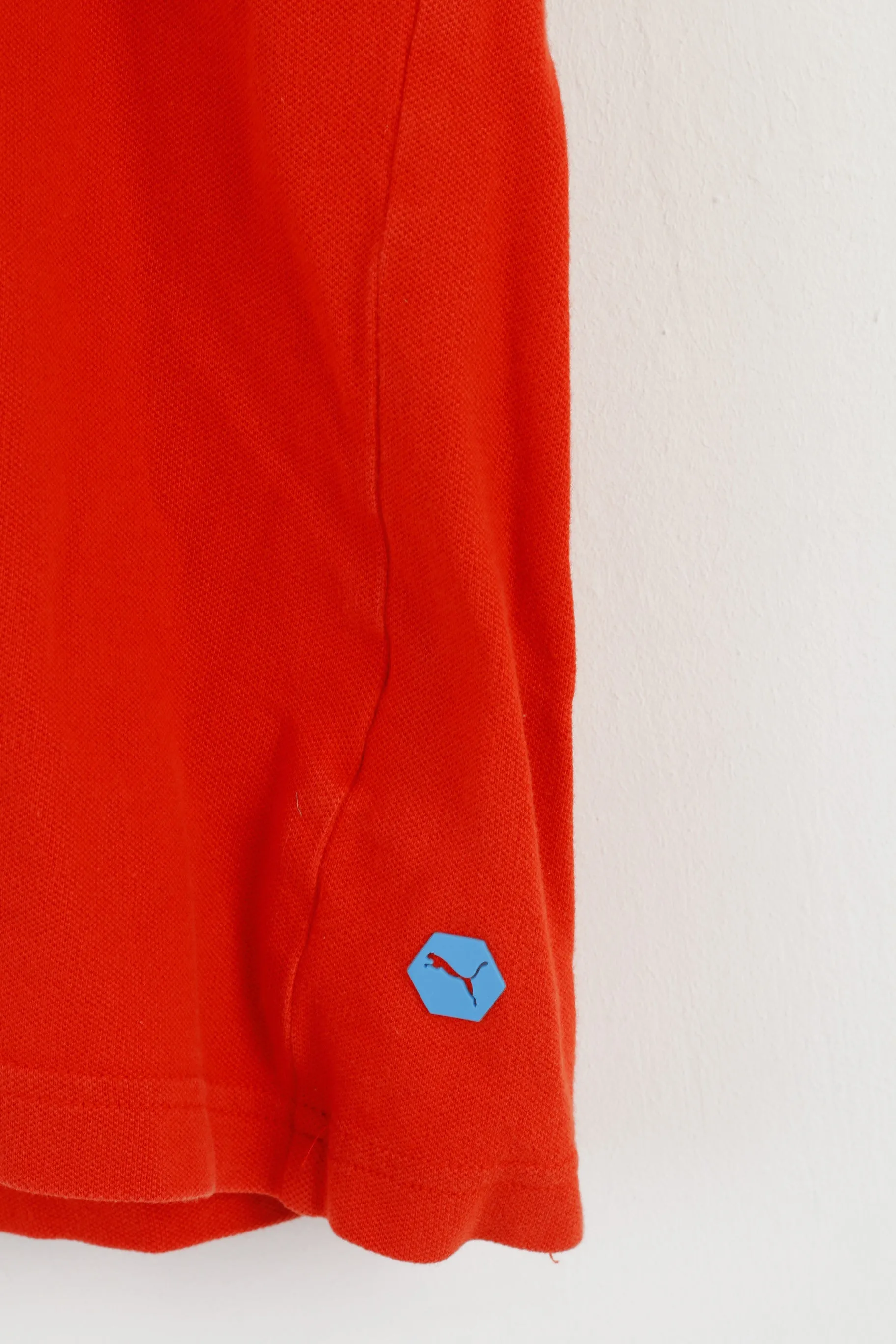 Puma Men XL Polo Shirt Orange Short Sleeve Cotton Stretch Sport Top
