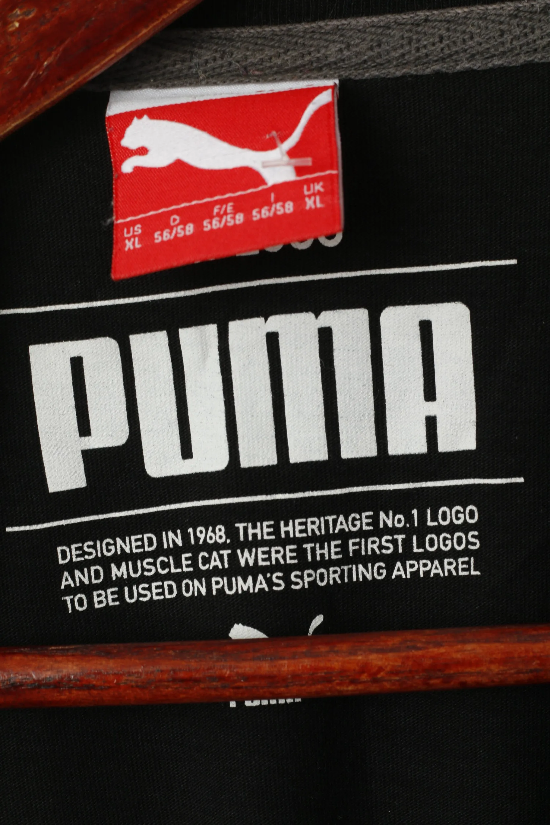 Puma Men XL T- Shirt Black Cotton Heritage Logo Crew Neck Basic Sport Top