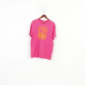 PUMA Men XL T- Shirt Pink Cotton Orange Graphic Logo Sport Top