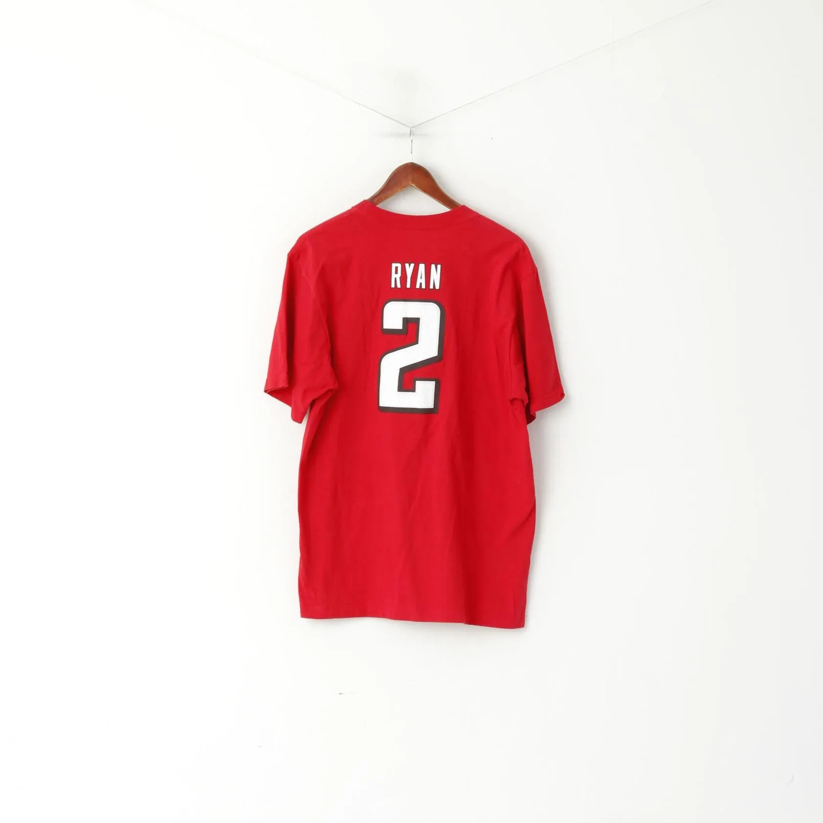 Reebok Men XL T- Shirt Red Cotton Atlanta Falcons #2 Ryan Football Vintage Top