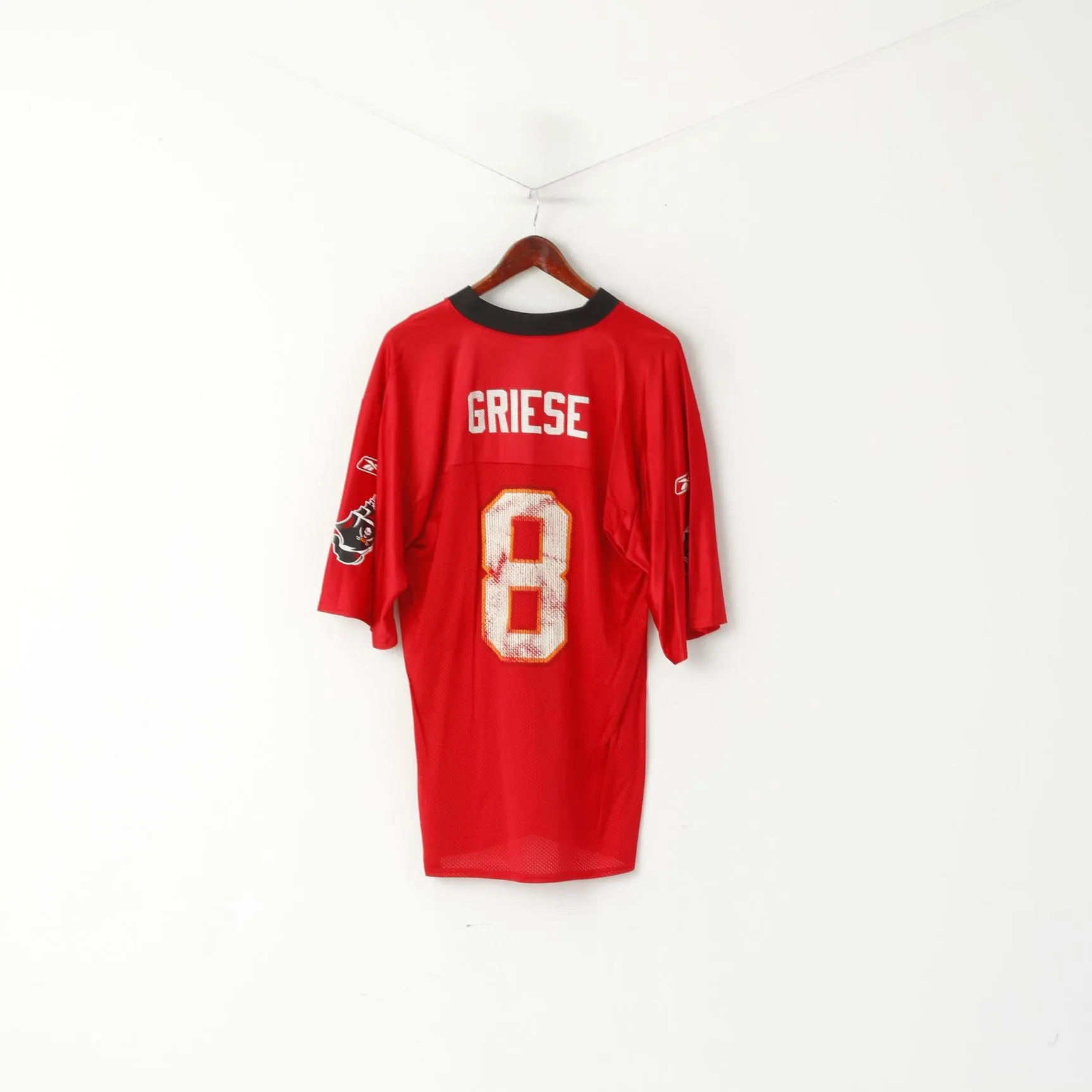 Reebok NFL Men M Shirt Red Tampa Bay Buccaneers Nylon Griese #8 Vintage Jersey Top