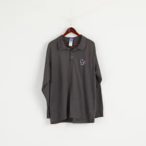 Reebok NFL Men XL Polo Shirt Grey Long Sleeve Houston Texans NFL Top
