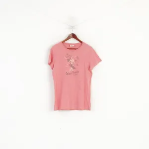 Replay Men L Shirt Pink Cotton Island Beauty Graphic Slim Fit  Crew Neck Top