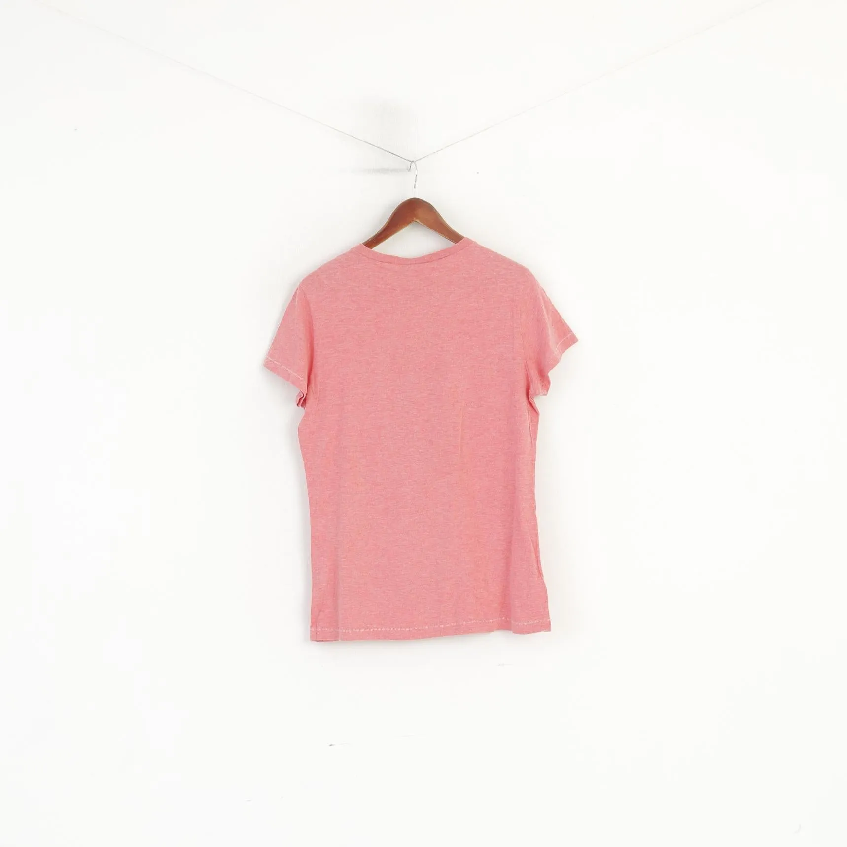 Replay Men L Shirt Pink Cotton Island Beauty Graphic Slim Fit  Crew Neck Top
