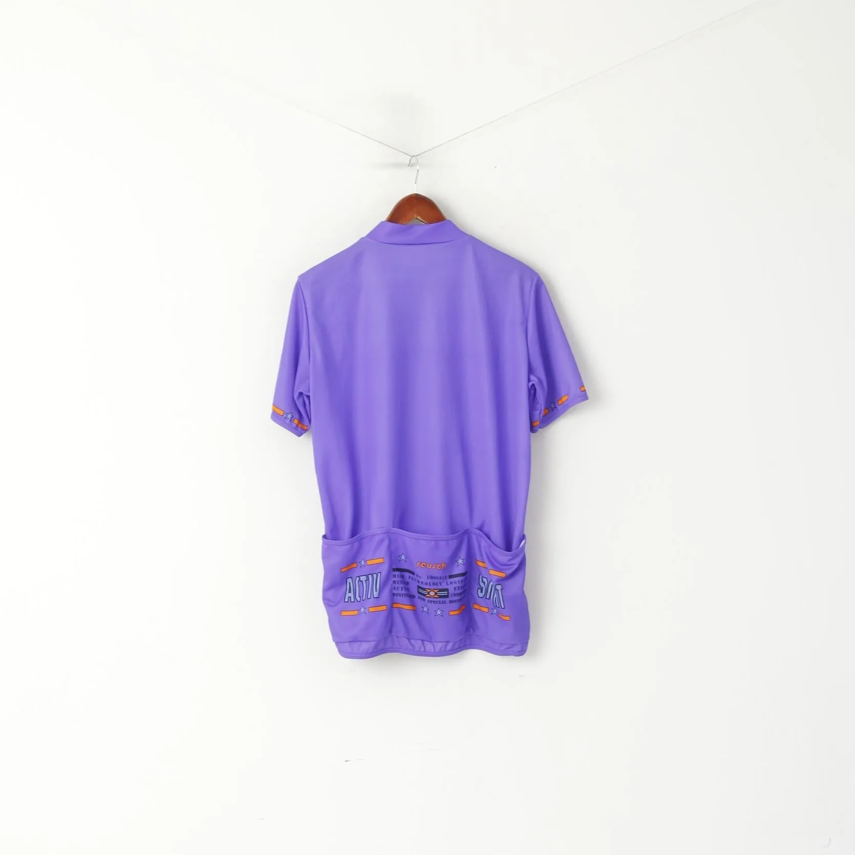 Reusch Men XL Cycling Shirt Purple Bike Zip Neck Vintage Activewear Jersey Top