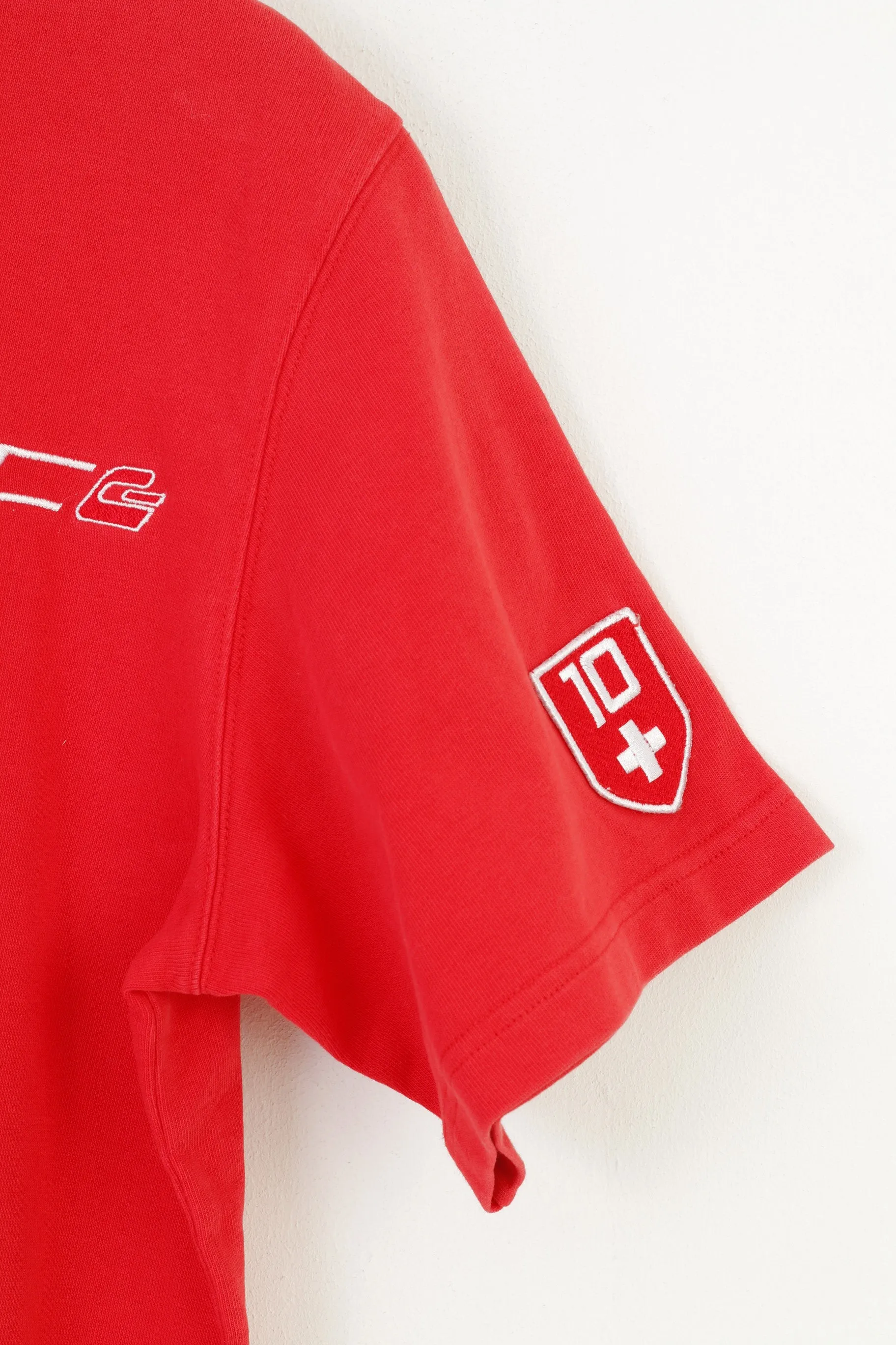 RTC Swiss Handmade Ski Men XL Polo Shirt Red Collar Short Sleeve Buttons Detailed #10 Vintage Top