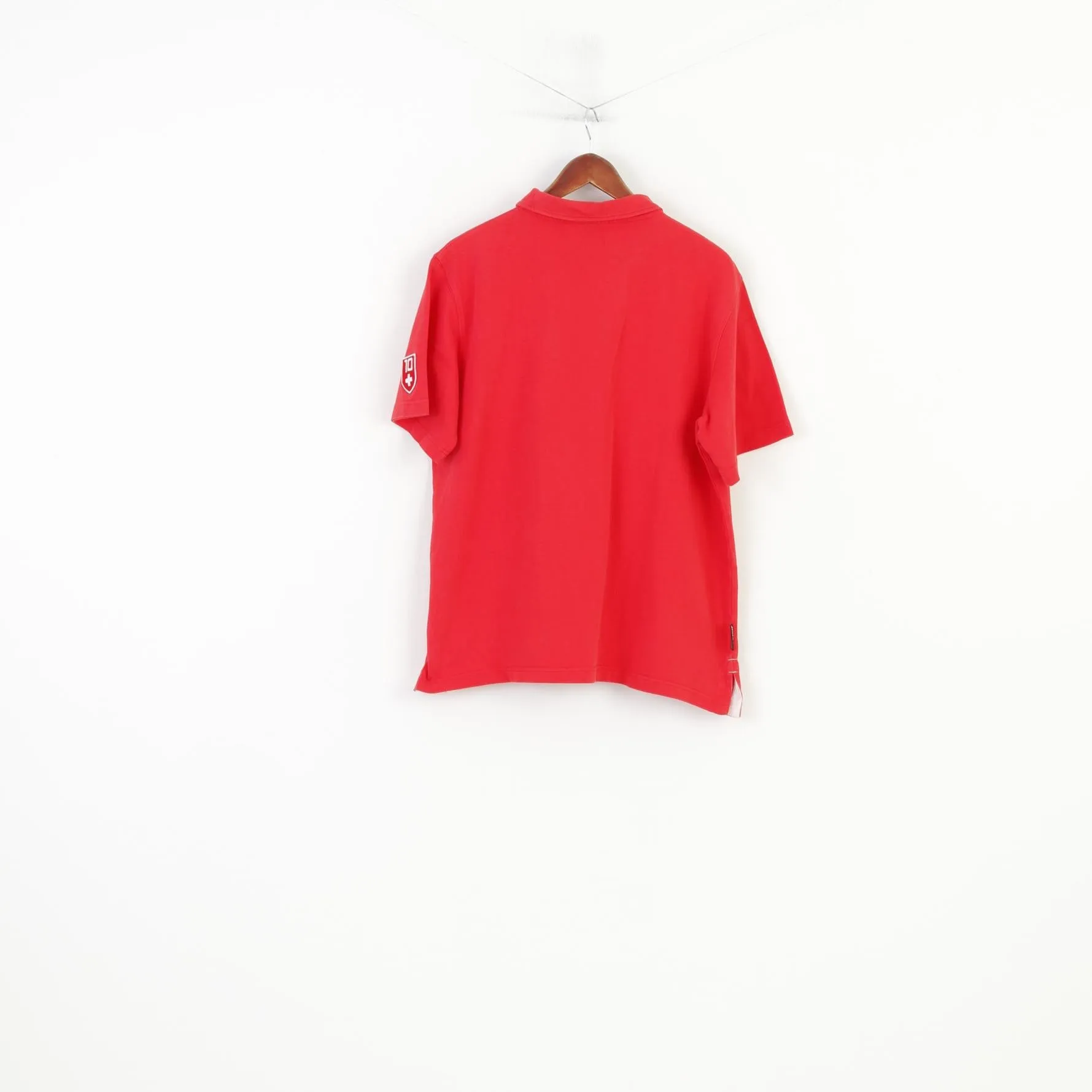 RTC Swiss Handmade Ski Men XL Polo Shirt Red Collar Short Sleeve Buttons Detailed #10 Vintage Top