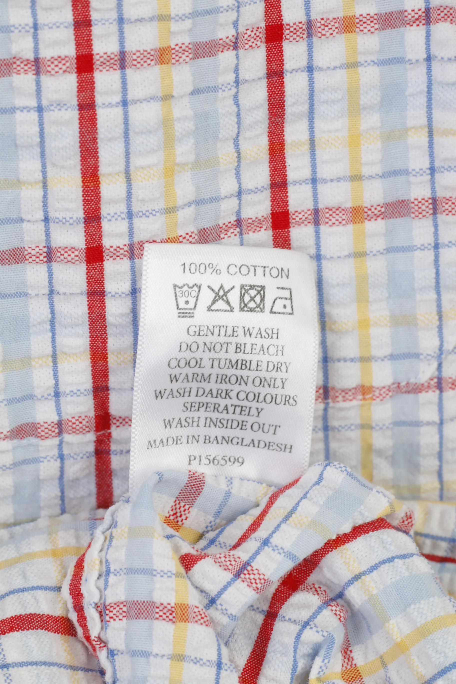 Samuel Windsor Men L Casual Shirt Checkered Short Sleeve Collar White Classic Cotton Top