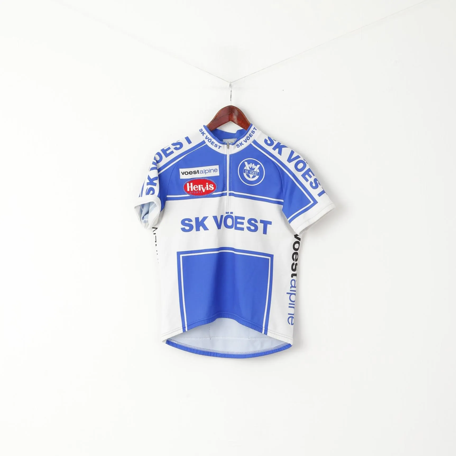 Sherpa Men M Cycling Shirt Blue Vintage Hervis Sports SK Voest Retro Bike Top