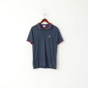 Soviet Men XL (M) Polo Shirt Navy Cotton Russian Built Slim Fit Classic Top