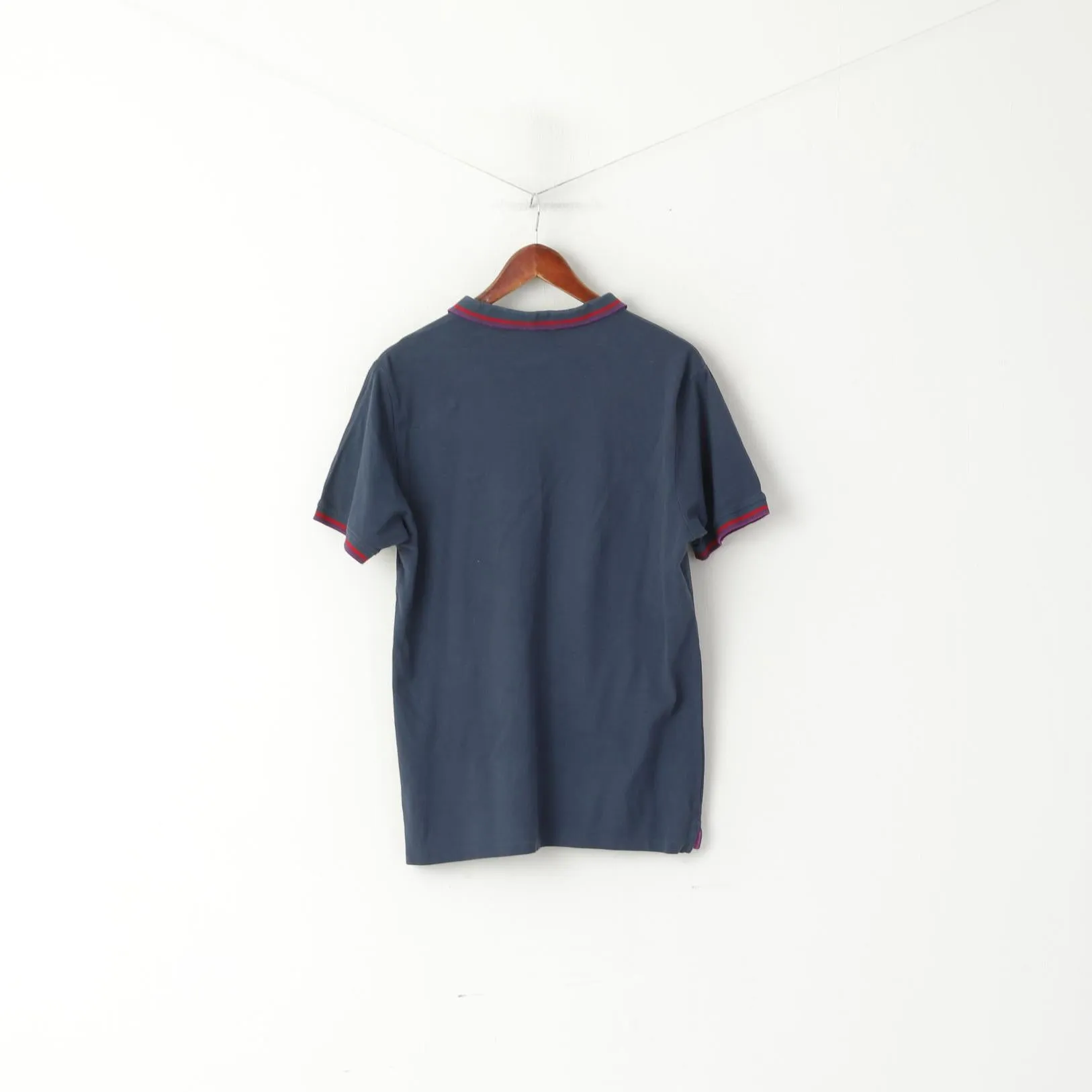 Soviet Men XL (M) Polo Shirt Navy Cotton Russian Built Slim Fit Classic Top